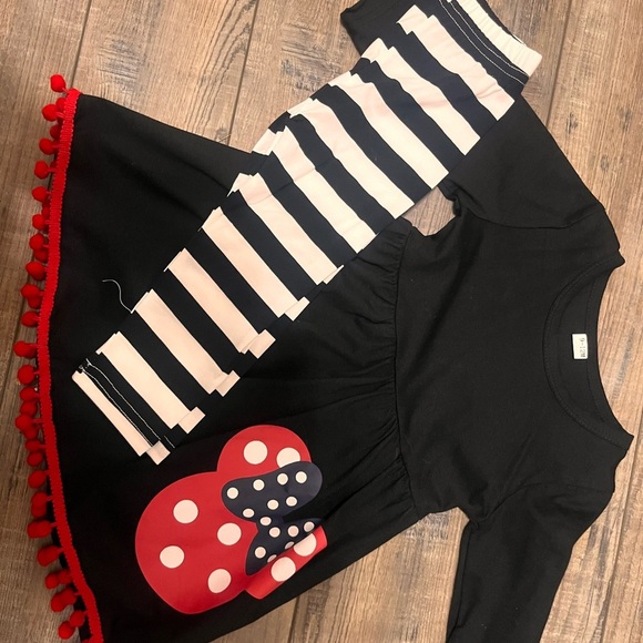 Black Dress with Red Polka Dot Mushroom Design - Picture 3 of 3